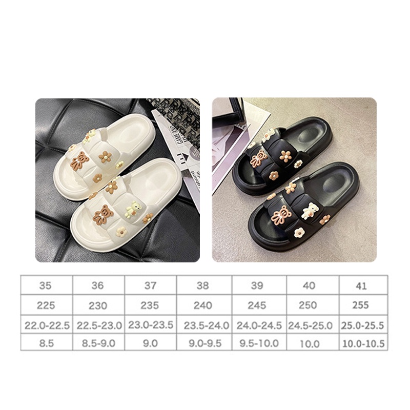 Lazy Bear PVC Sandal Jelly Slipper / Wanita Korean Import Teddy Bear Slip On/Soft Rubber Elastic Non-Slip Sendal / Empuk Elastis Sendal Anti Slip H24