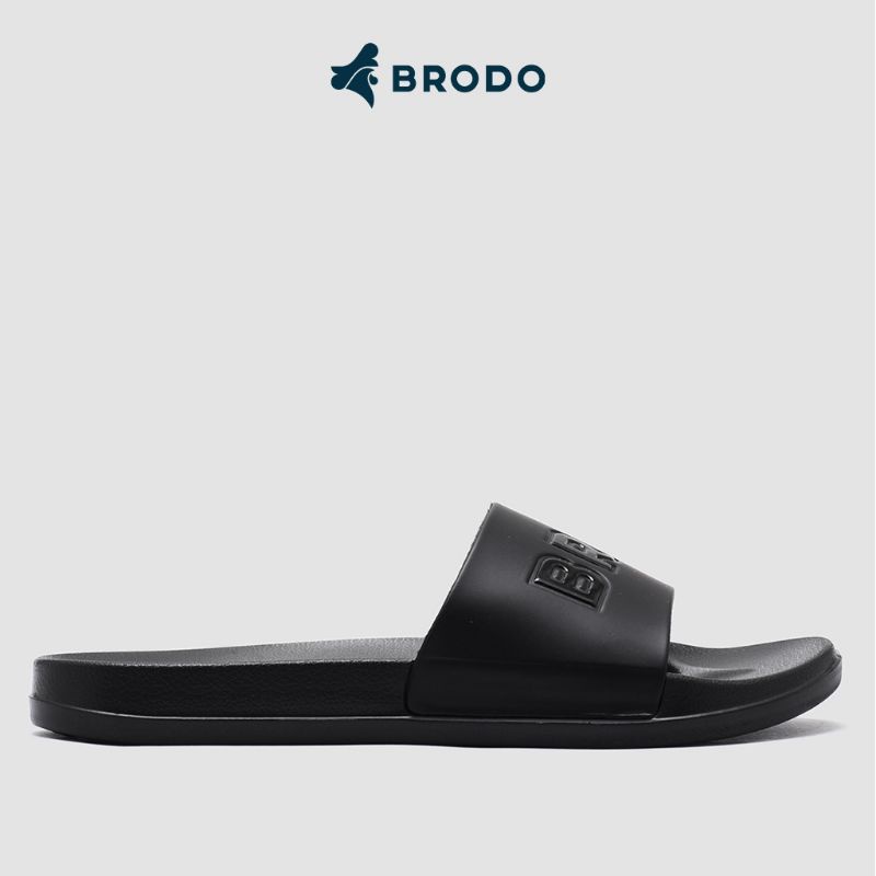 BRODO - Sandal Broslides Logo | Full Black | Sandal Pria
