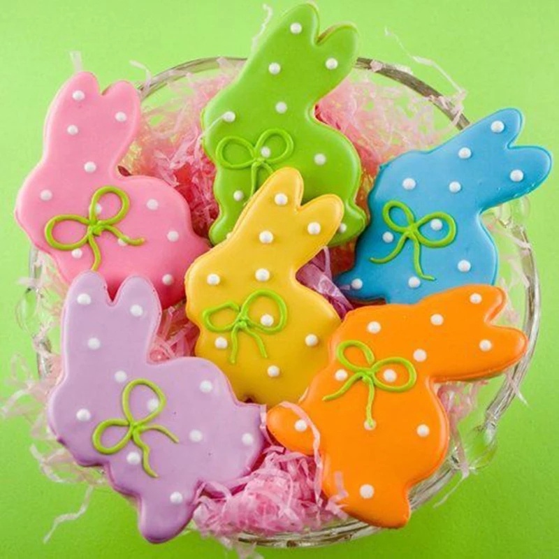 4pcs/set Kreatif Paskah Kelinci Telur Ayam Plastik Cetakan Kue Dapur Biskuit Cookie Cutter 3D Fondant Pastry Kue Dekorasi Alat