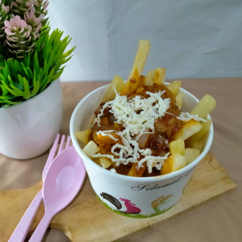 

French fries bolognese