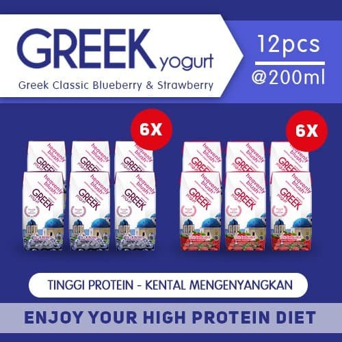 

(BISA COD ) Yogurt Heavenly Blush Greek Strawberry 6 pcs + Greek Blueberry 6 pcs