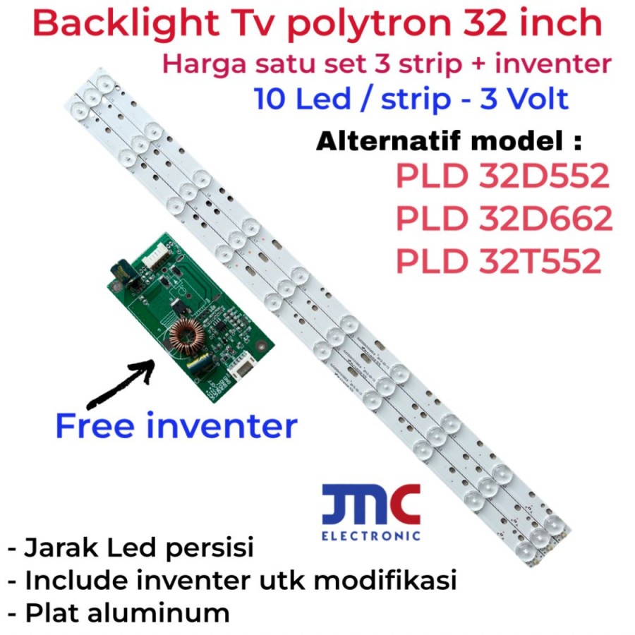 ALTERNATIF BACKLIGHT TV POLYTRON 10K 3V PLD32D552 PLD32D662 PLD32T552