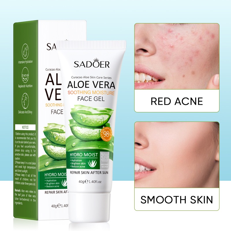 Aloe Vera Gell Soothing Moisturizing Aloevera Gel 40g Menenangkan Kulit Berjerawat Menyegarkan Menghidrasi Setelah Perbaikan Matahari