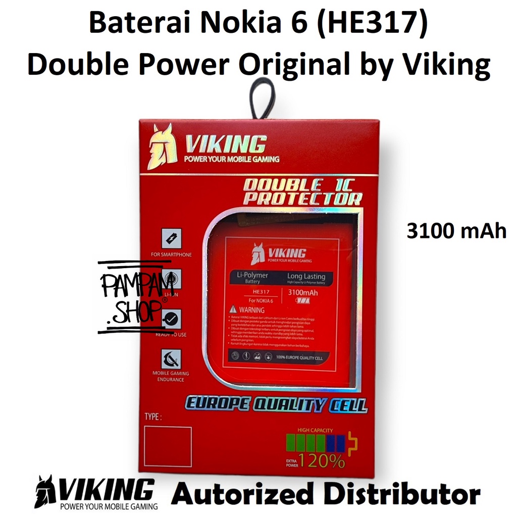 Baterai VIKING Double Power Original Nokia 6 HE317 HE-317 TA-1021 TA-1033 TA-1000 Ori Batre Batrai Battery Dual Power HP Ori TA1021 TA1033 TA1000