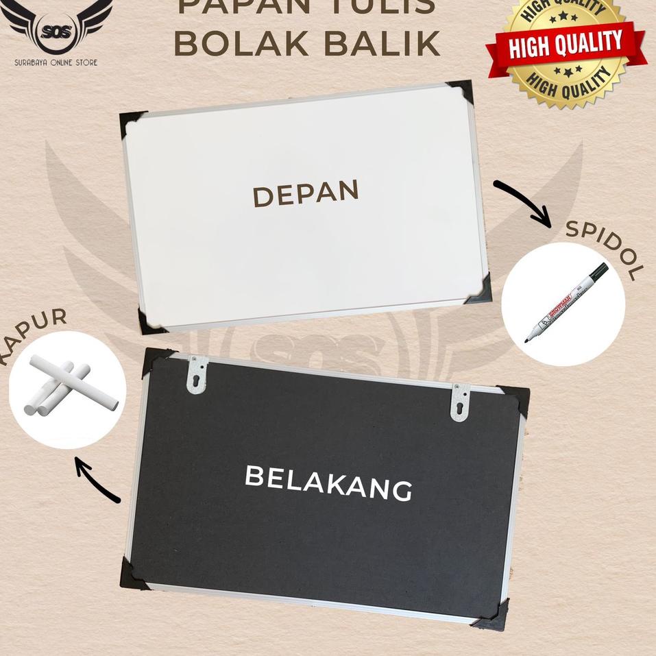 

{Q-72}★❥ Whiteboard / Papan Tulis Gantung Spidol dan Kapur Dua Sisi Ukuran (20x30) (30x50) (40x60) / Papan Tulis Besar Kecil trending