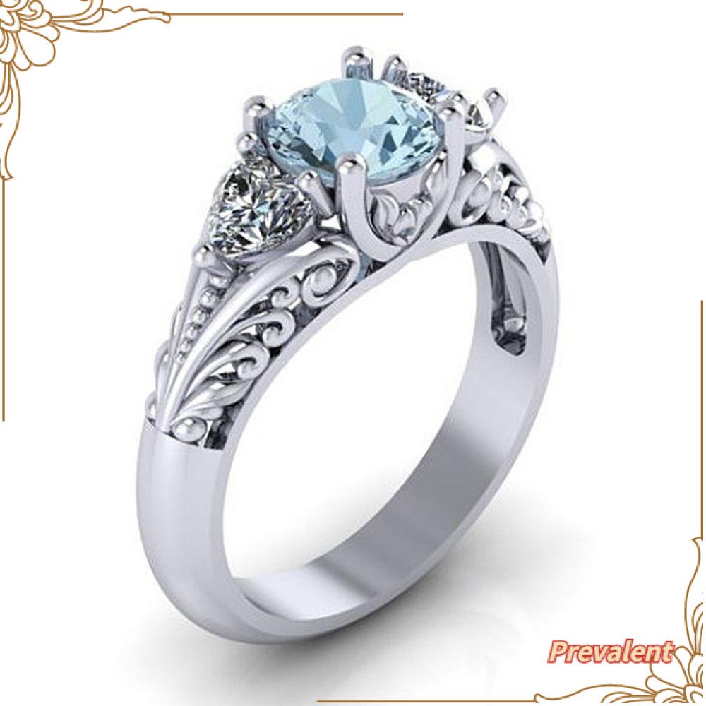 Preva Aquamarine Cincin Fashion Tunangan Wanita Sterling Silver