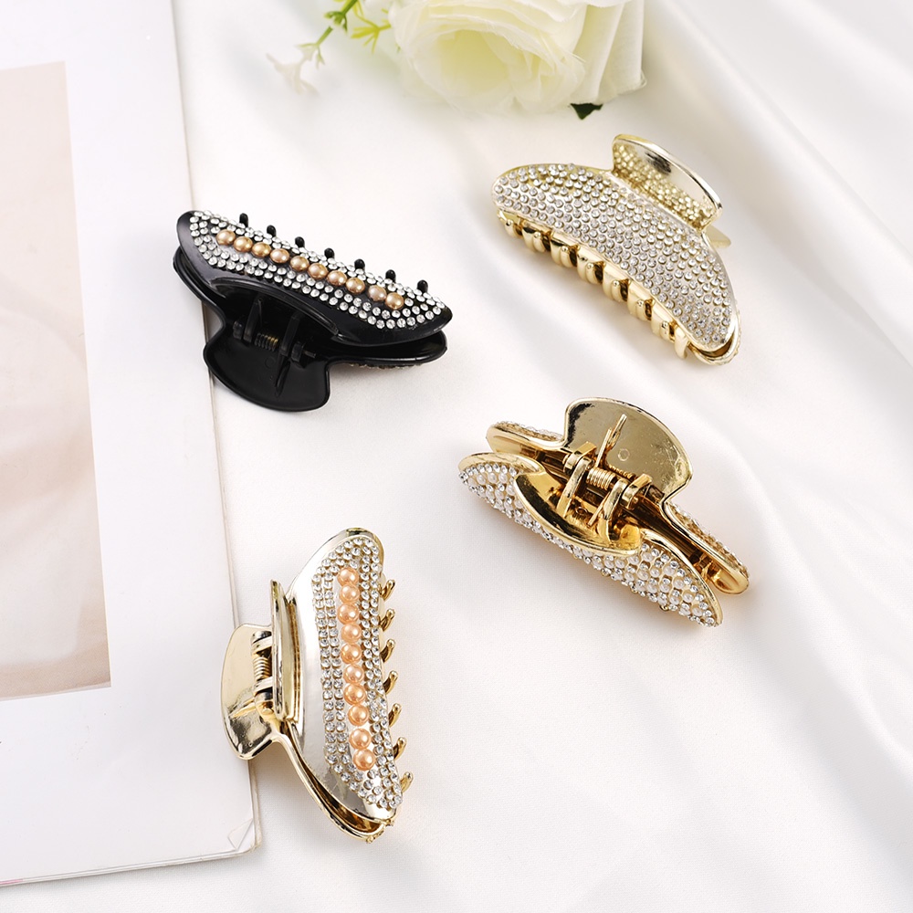 Vintage Gadis Rambut Cakar Elegan Jepit Rambut Besar Hair Pin Aksesoris Rambut Hiasan Kepala Glitter Berlian Imitasi Hair Clip Ladies Women Korean INS Style