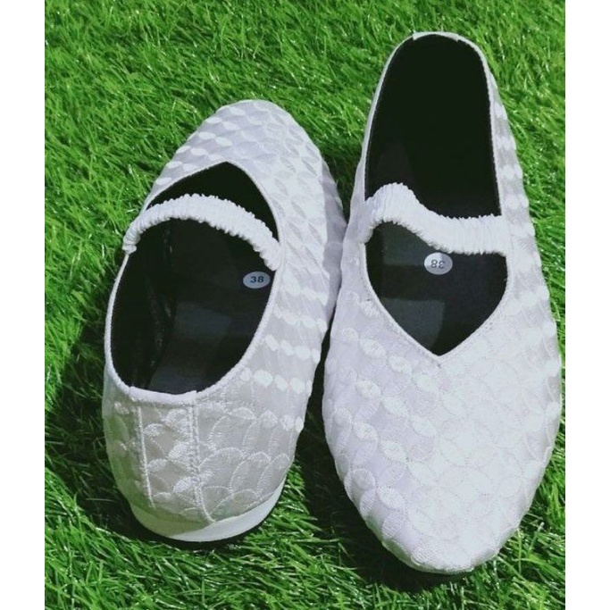sepatu haji umroh putih polos bordir