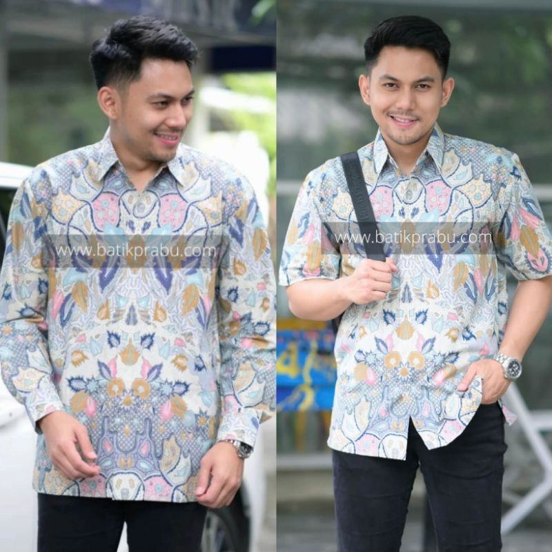 Baju Kemeja batik pria cowok cowo lengan panjang pendek pekalongan solo seragam keris premium G08