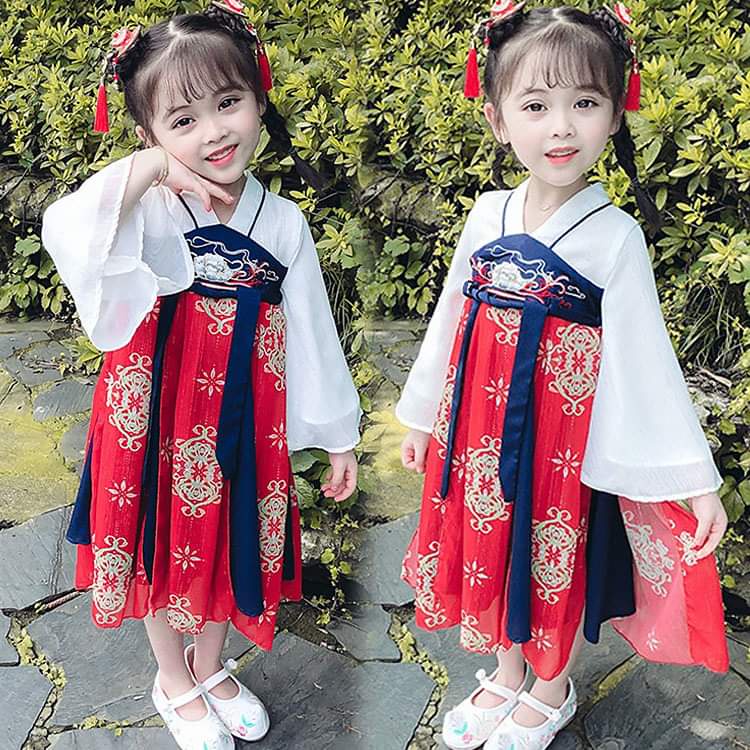 Dress Cheongsam Hanbok Anak Perempuan Lotus