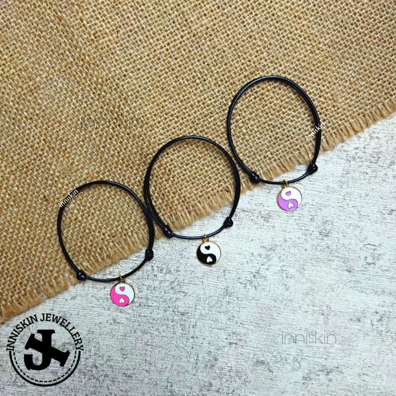 Gelang Liontin Love Hitam Putih / Gelang Liontin Yin &amp; Yang / Gelang Liontin / Gelang