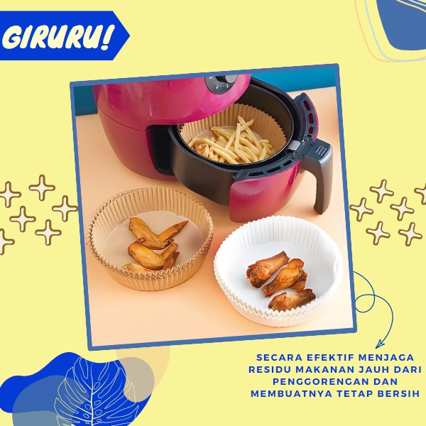 Kertas Alas Airfryer / Baking Paper Tahan Minyak Sekali Pakai / Tatakan Anti Minyak Anti Lengket / Penyerap Minyak Sekali Pakai Bisa Untuk Baking Paper