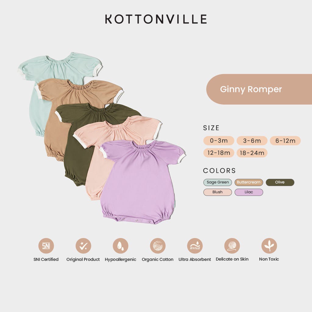 KOTTONVILLE GINNY ROMPER BAJU SETELAN ANAK BAYI ESSENTIALS FASHION ANAK PEREMPUAN 0-2 TAHUN