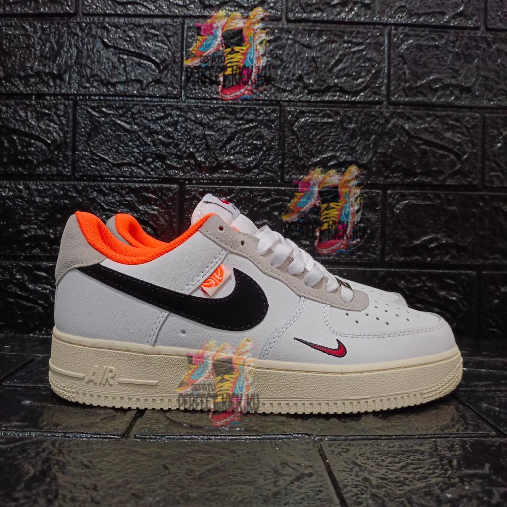 Sepatu  Air Force 1 Low Hoops White Orange PREMIUM ORIGINAL