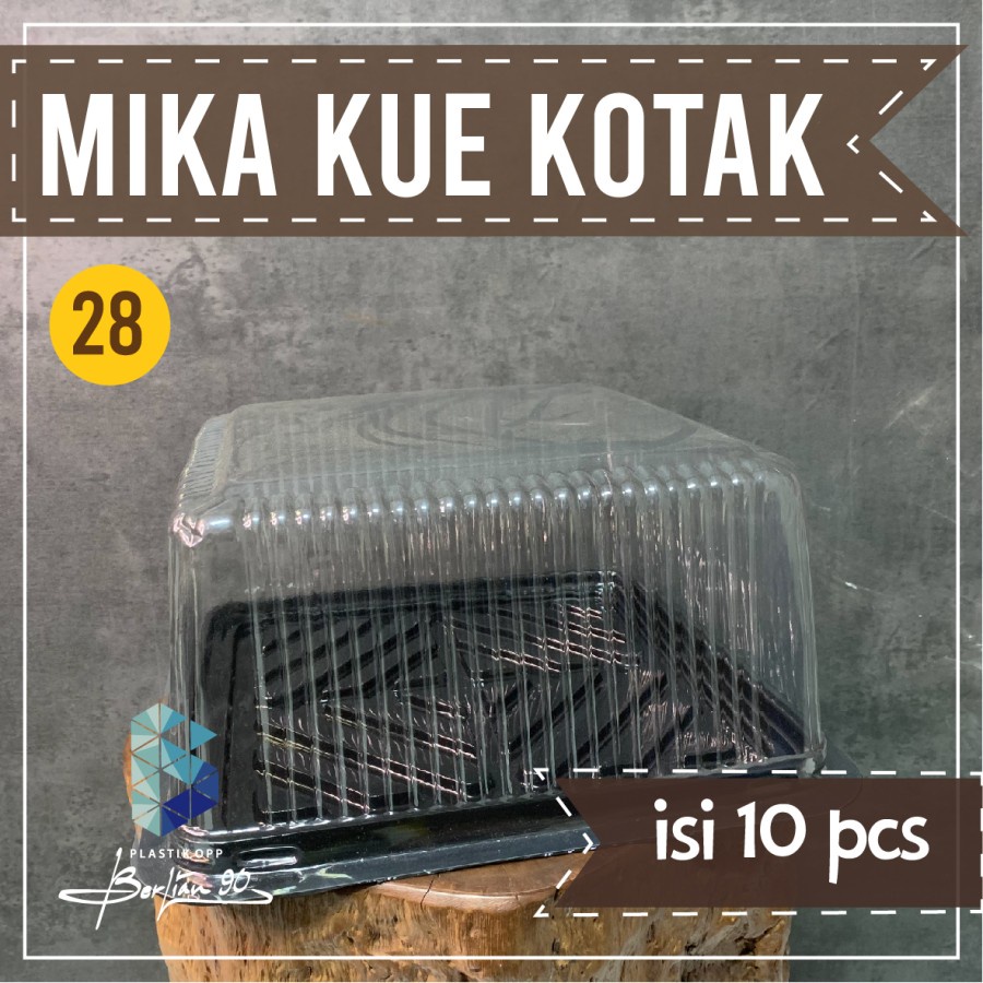 Mika Plastik Bolu Kotak CT 28 / mika kue tart kotak / Mika cake tart kotak / mika Brownies Kotak