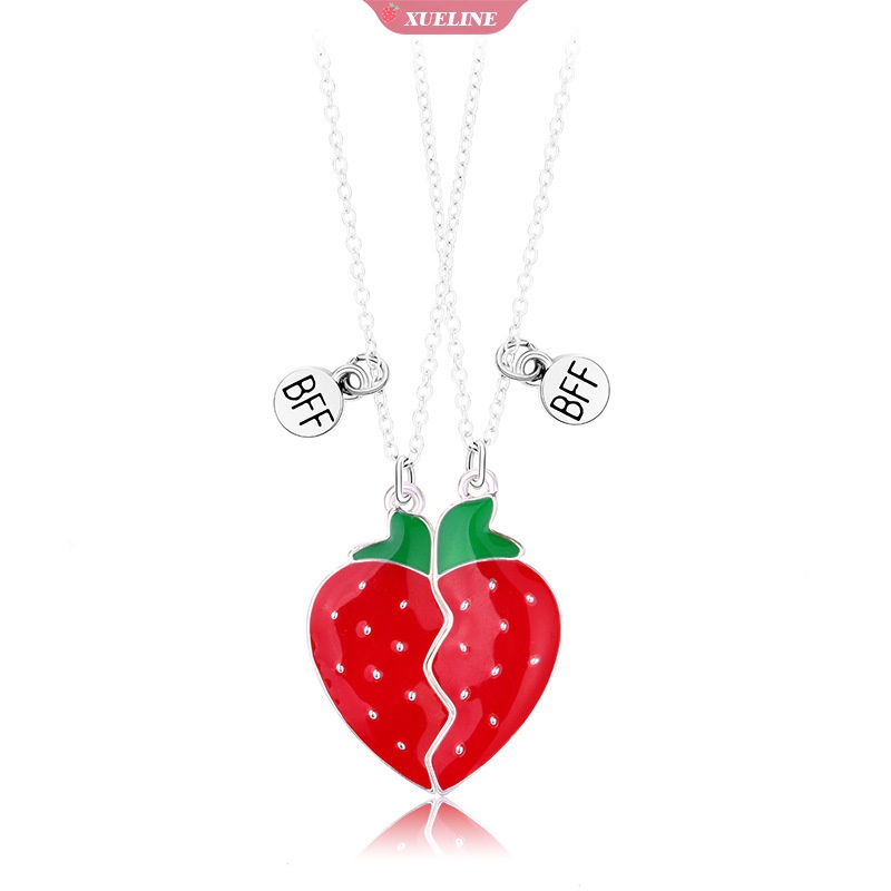 Kalung Strawberry Manis Magnet Batu Teman Baik Teman Baik Kreatif Wanita Kerah Rantai Set Paduan Tetesan Minyak BFF Gadis Aksesoris Hadiah [ZXL]