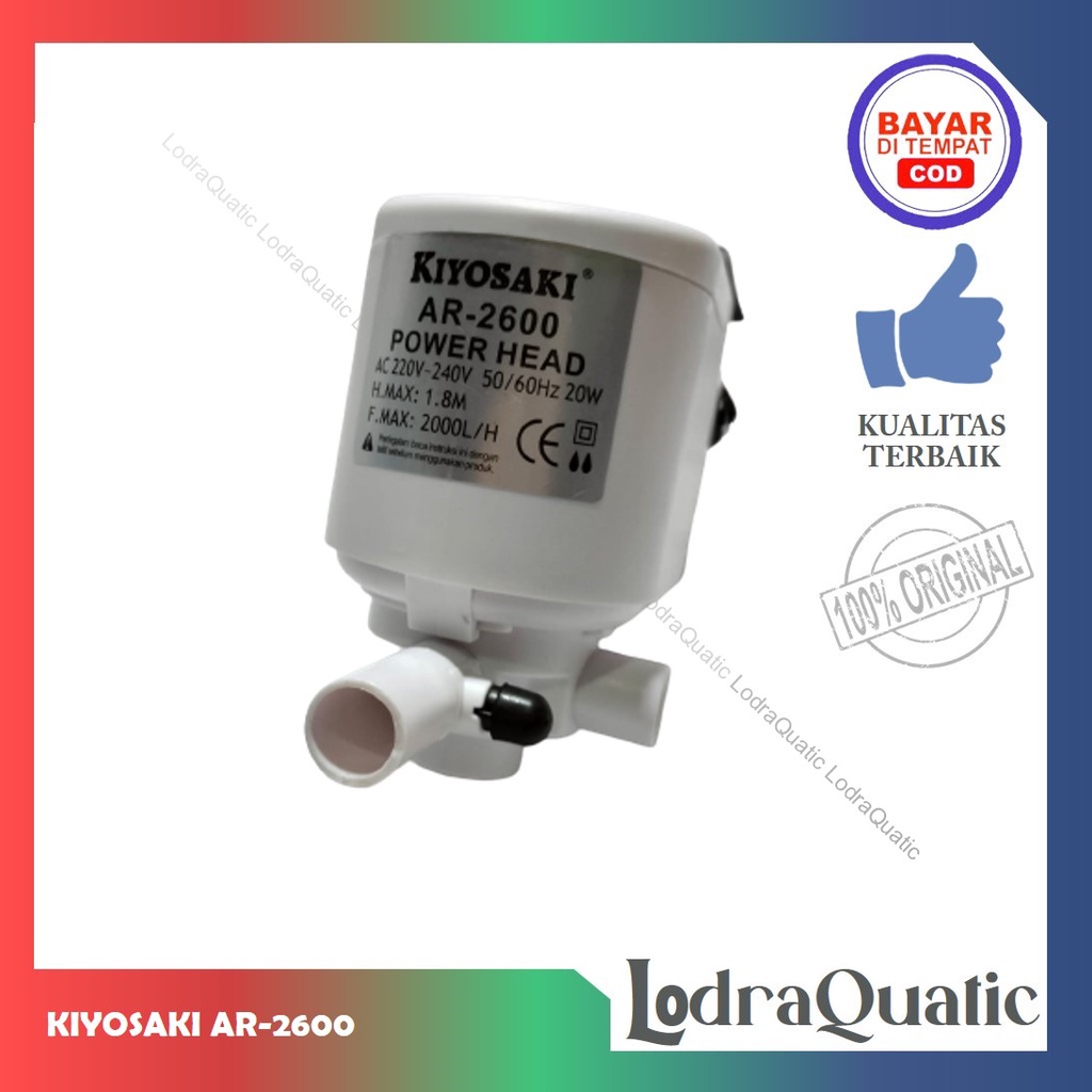 PROMO MURAH POMPA AIR AQUARIUM KIYOSAKI AR 2600 NAIK 1,8 METER 2000 LITER FILTER AQUARIUM SEDANG POMPA AIR HIDROPONIK AQUARIUM FILTER AQUARIUM MINI POMPA AQUARIUM BESAR POMPA AQUARIUM POMPA AQUARIUM HEMAT ENERGY POMPA AQUARIUM LOW WATT FILTER AQUASCAPE
