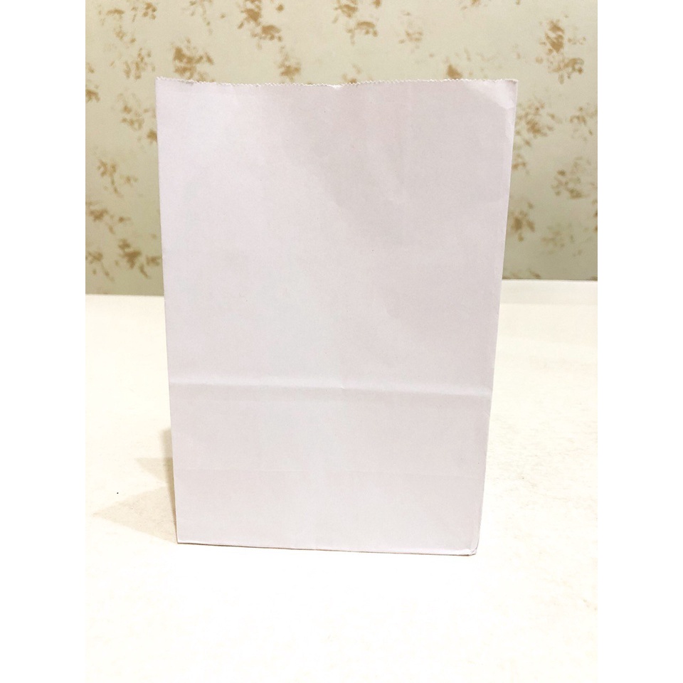 Paperbag Kantong Kertas Putih Polos SOS 13x7x19cm Roti Boy Kopi