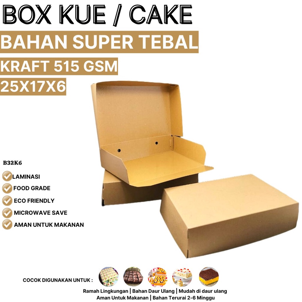 Dus Kue 25x17x6 Super Tebal 515 Gsm (B32K6-Laminasi)