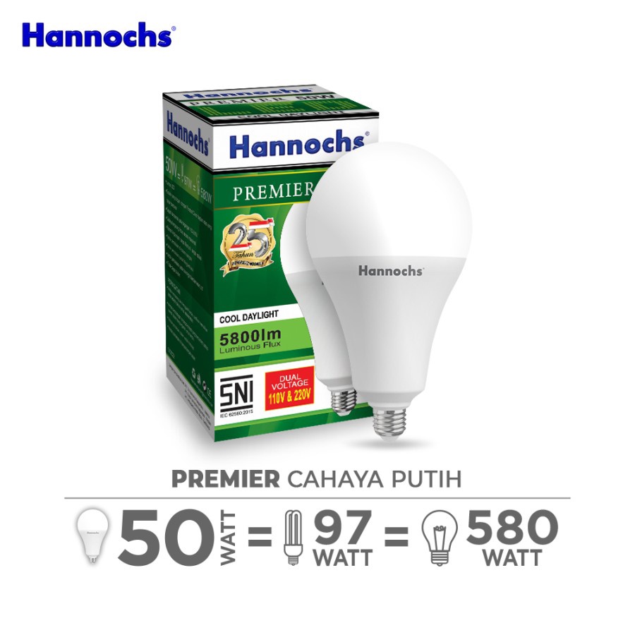 Hannochs Premier Lampu LED 50 Watt CDL Putih SNI Original