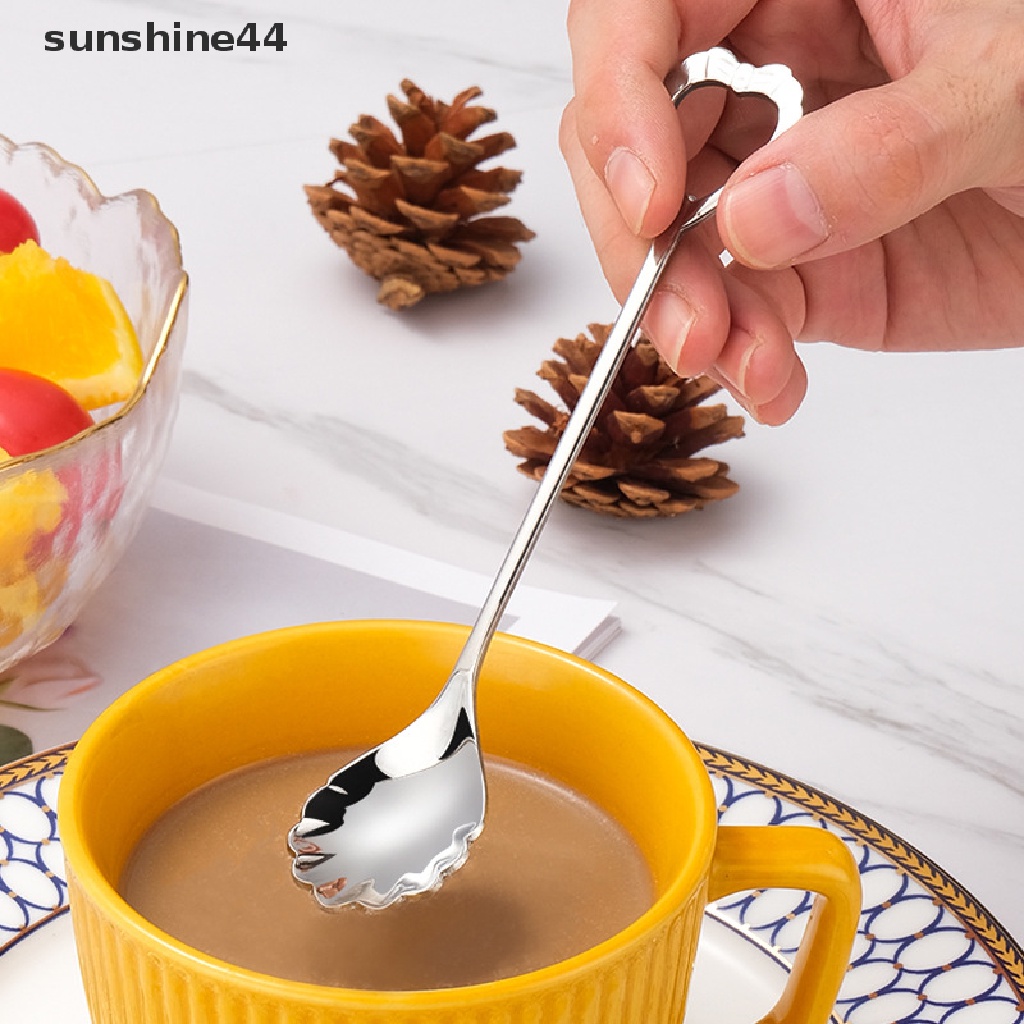 Sunshine Stainless Steel Shell Shape Spoon Fork Sendok Teh Sendok Kopi Sendok Dessert.