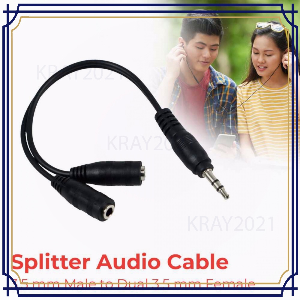 Splitter Audio Cable 3.5 mm Male to Dual 3.5 mm Female -CB747