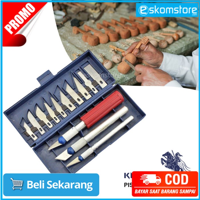 

Set Pisau Ukir Seni 13 in 1 Crafting Art Knife with 3 Handle - A-003