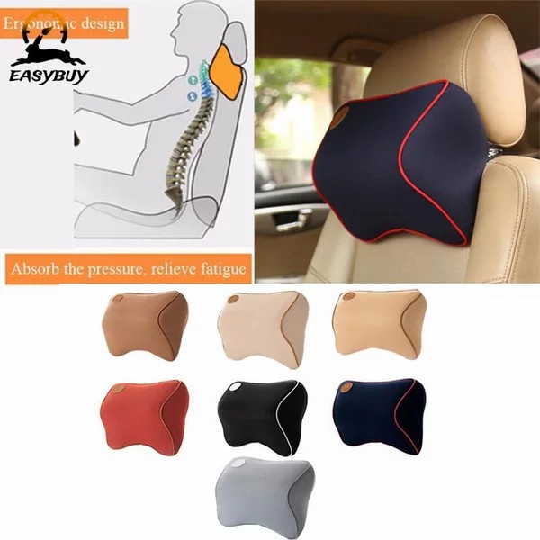 Bantal Leher Headrest Mobil Memory Foam Premium Quality Tebal Empuk