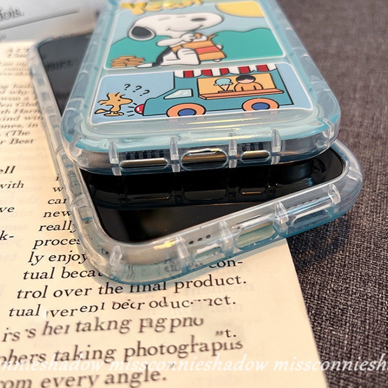 Casing Ponsel Tahan Guncangan Bening Kompatibel Untuk iPhone 7Plus 8Plus 11 Pro Max14 13 12 Pro MAX XR 7 8 6 6S Plus X XS MAX Kartun Lucu Snoopy Transparan Airbag Lembut TPU Penutup Belakang