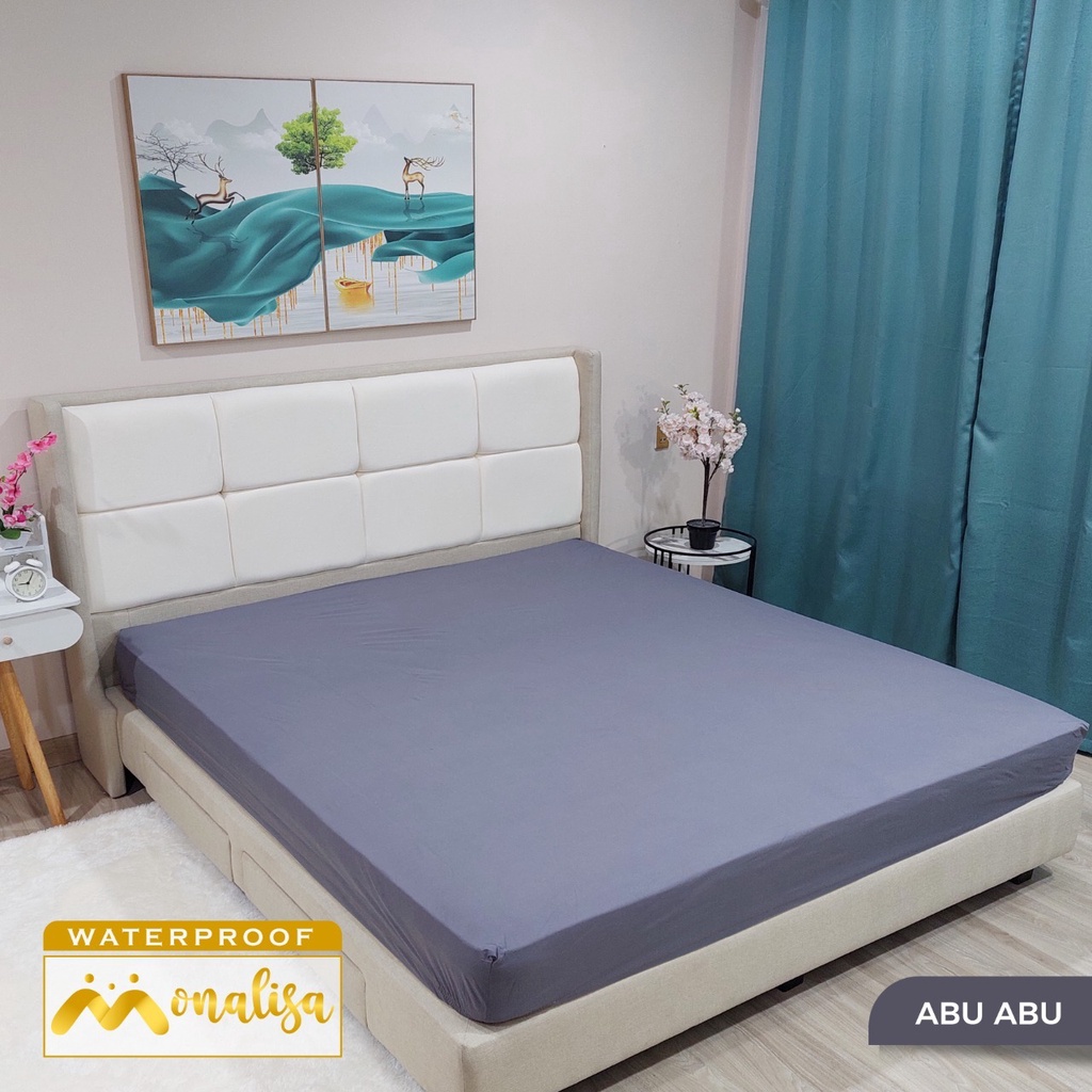 Monalisa Waterproof Sprei Uk 160/180 - Abu-Abu