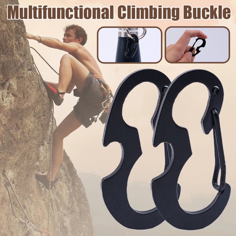 Outdoor Multifungsi Gesper Panjat Stainless Steel Carabiner Pembuka Botol Portable Spring Hook Gantungan Kunci