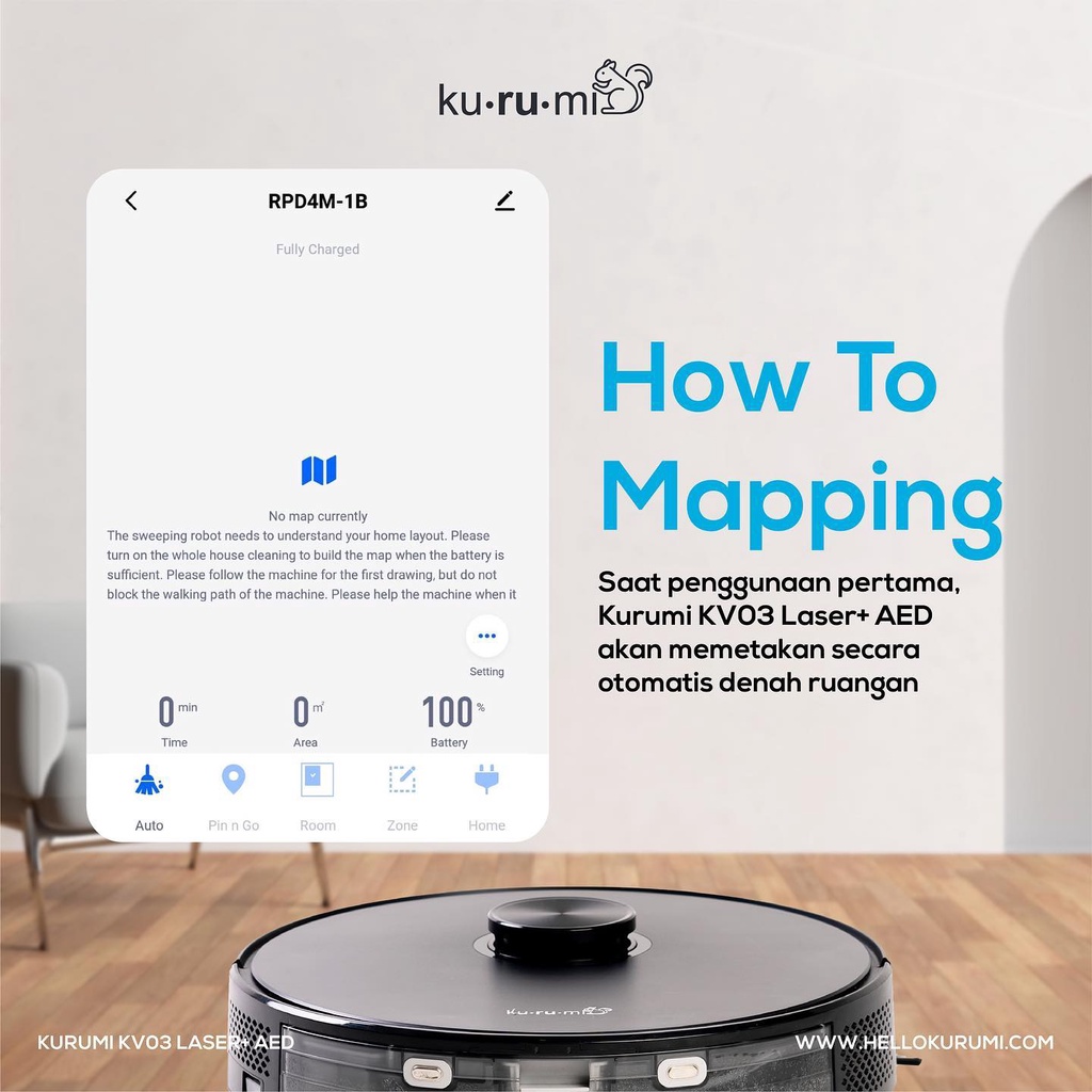 Kurumi KV 03 Laser+ Robot Vacuum Cleaner with Auto Empty Dustbin