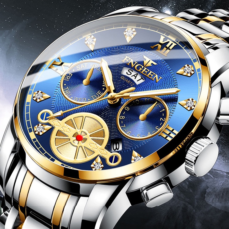 Jam Tangan pria FN02 import /Stainless stell Anti Air free box/ Kaca Kristal Militer Quartz