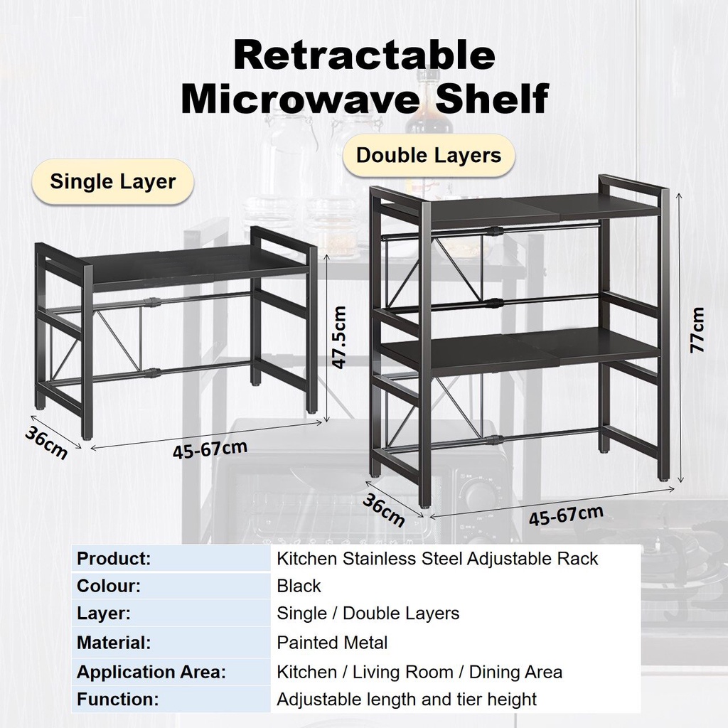 ⚡Ready&amp;Garansi⚡Rak Microwave Dan Oven Untuk Dapur Rak Serbaguna Rak Bumbu Dapur Portable Panci Rak Tempat Penyimpanan Multifungsi