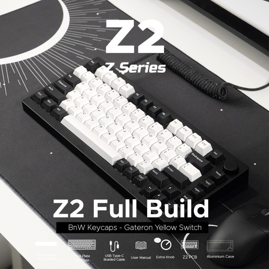 Noir Z2 75% Aluminium Custom Mechanical Gaming Keyboard - Full Build