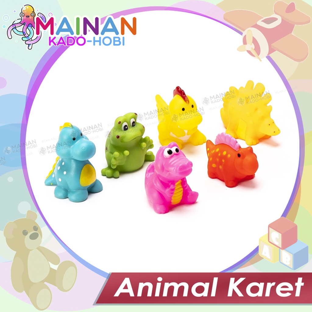 MAINAN MANDI ANAK BABY ANIMAL SET HEWAN KARET