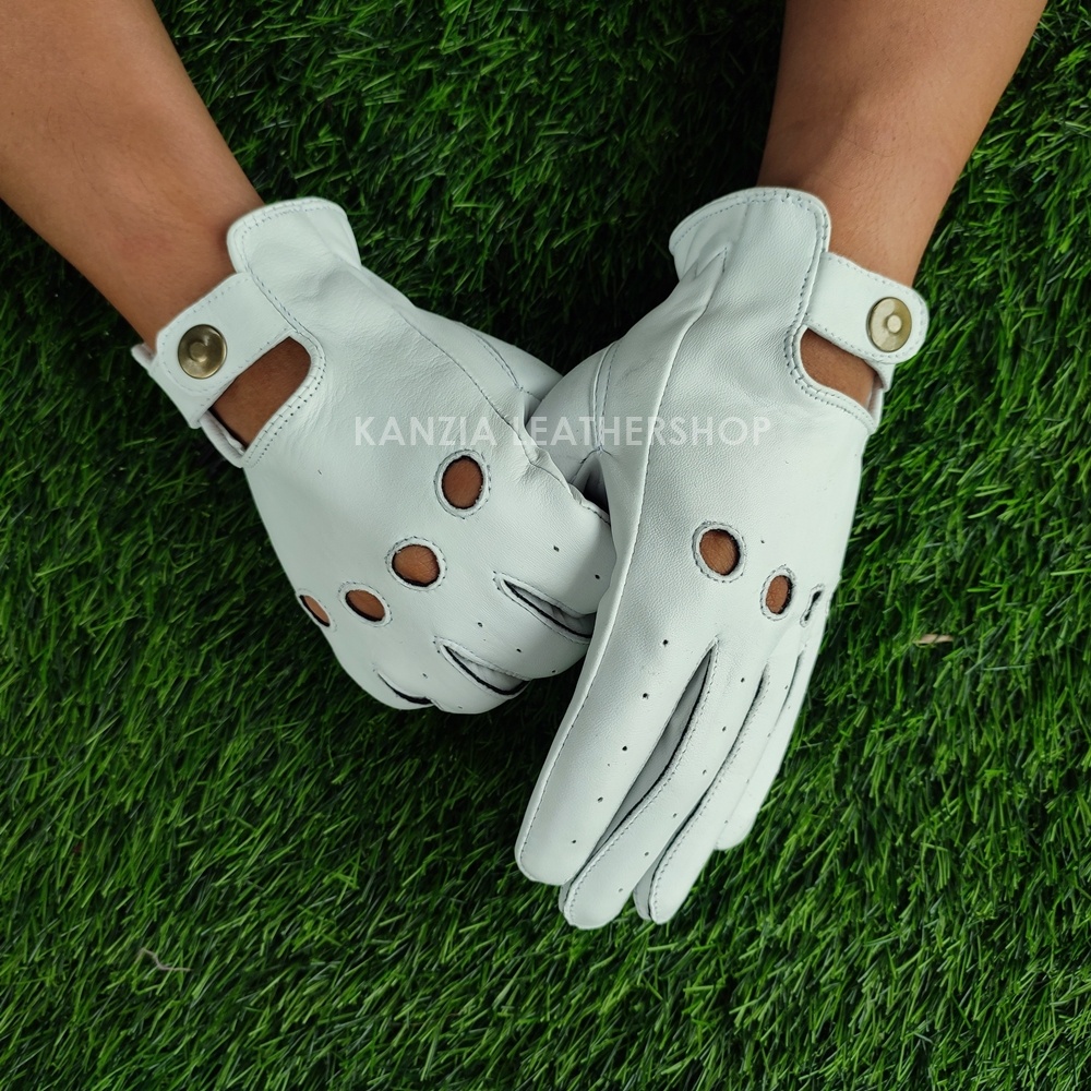 Kanzia Leathershop Sarung Tangan Motor Kulit White Horse