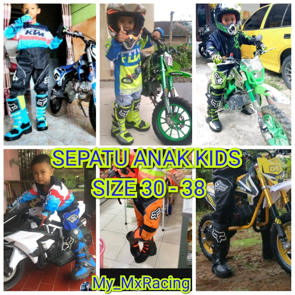 sepatu trail cross anak fullset jersey baju cross trail anak celana anak cocok usia 4 - 12thn ,bonus sarung tangan terlaris printing jerset anak stelan ke gunung offroad kode 008 bisa bayar di tempat