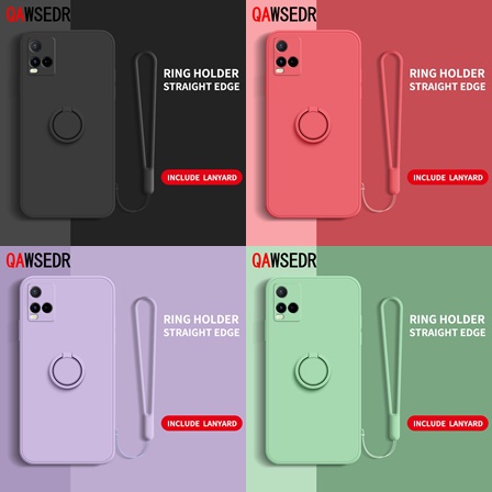 Vivo Y21 Y21S Y21A Y33S Y33T Case Candy Ring Stand Bracket Holder FREE TALI LANYARD Silikon Liquid