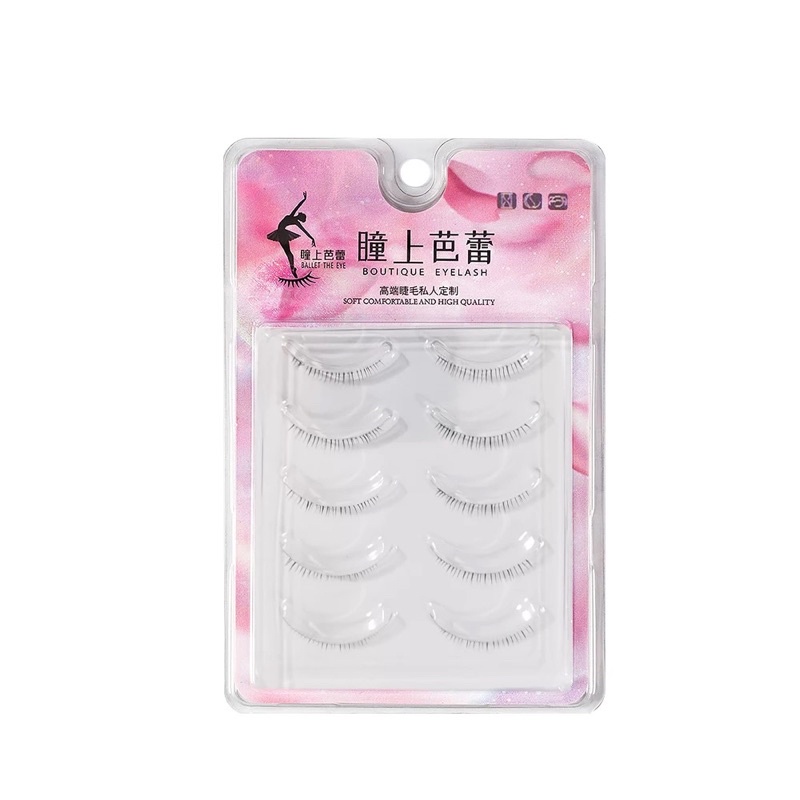 F99 - Lower Eyelash Natural Simulation 5 Pairs Short Japanese Transparent Stem False Eyelashes Daily Makeup Eyelash