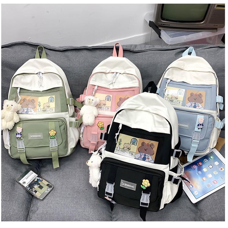 MV_Marvelouz MV804517 Tas RANSEL Nilon Remaja Wanita Include Gantungan Terbaru 2022 1kg bisa 2 tas supplier tas import EL 4517