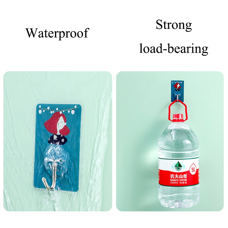 Seri Kartun Kreatif PVC Self Adhesive Wall Hook/Pintu Portable Di Belakang Ada Kunci Meninju Rak Gantung Baju/Rumah Kait Tempel Serbaguna