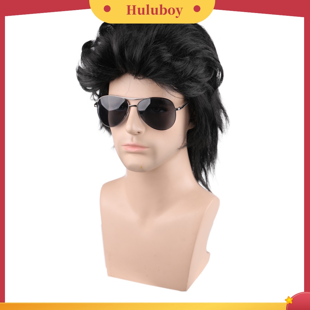 Wig Rambut Palsu Pria Model Pendek Keriting Fluffy Untuk Cosplay Halloween