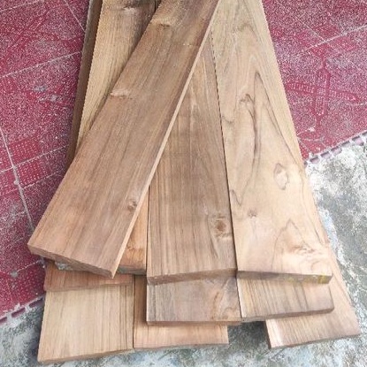 Papan Kayu Jati Asli 100x10x1.5 cm Serut Amplas Halus
