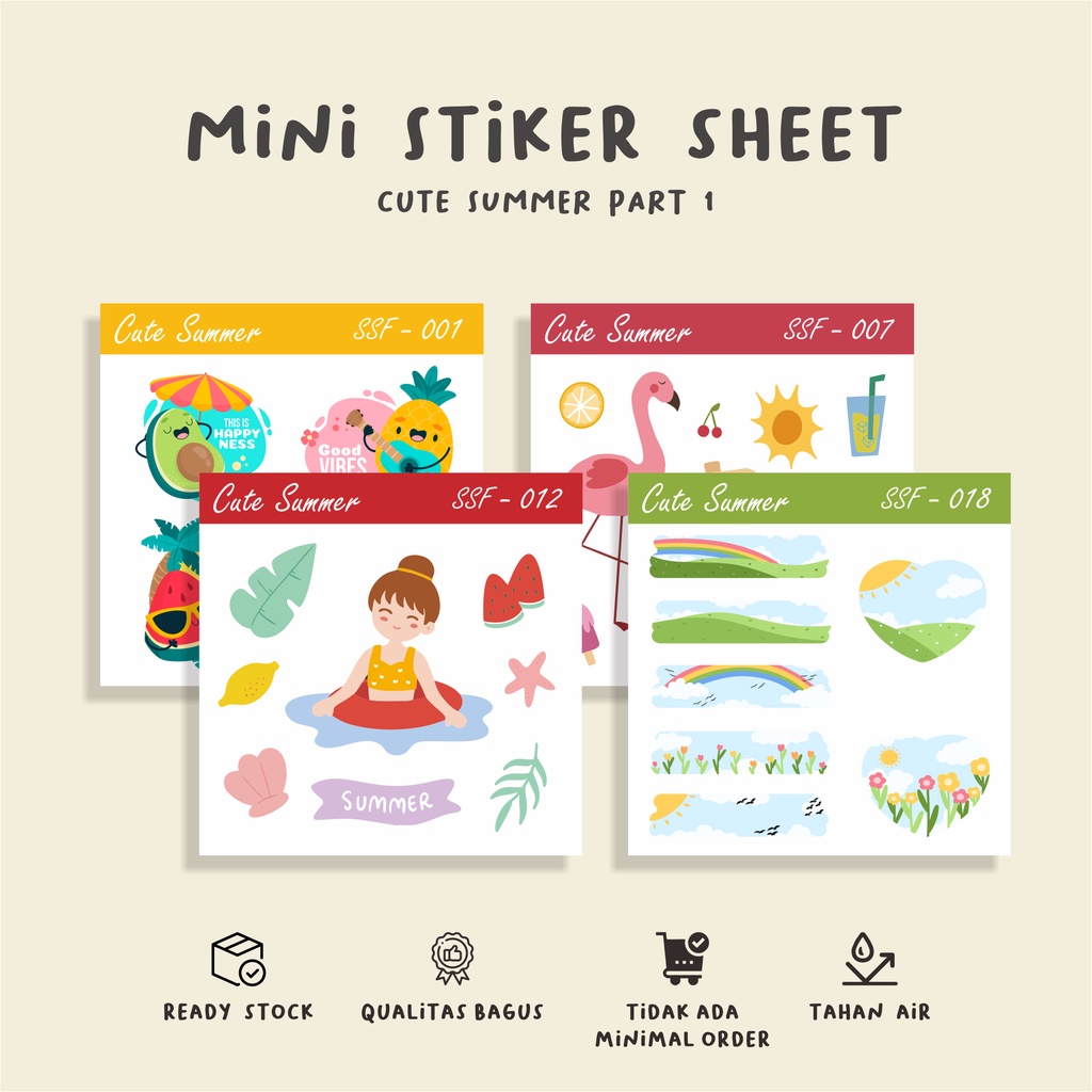 

( 10 pcs )lucu stiker sheet/murah/CUTE SUMMER/waterproff