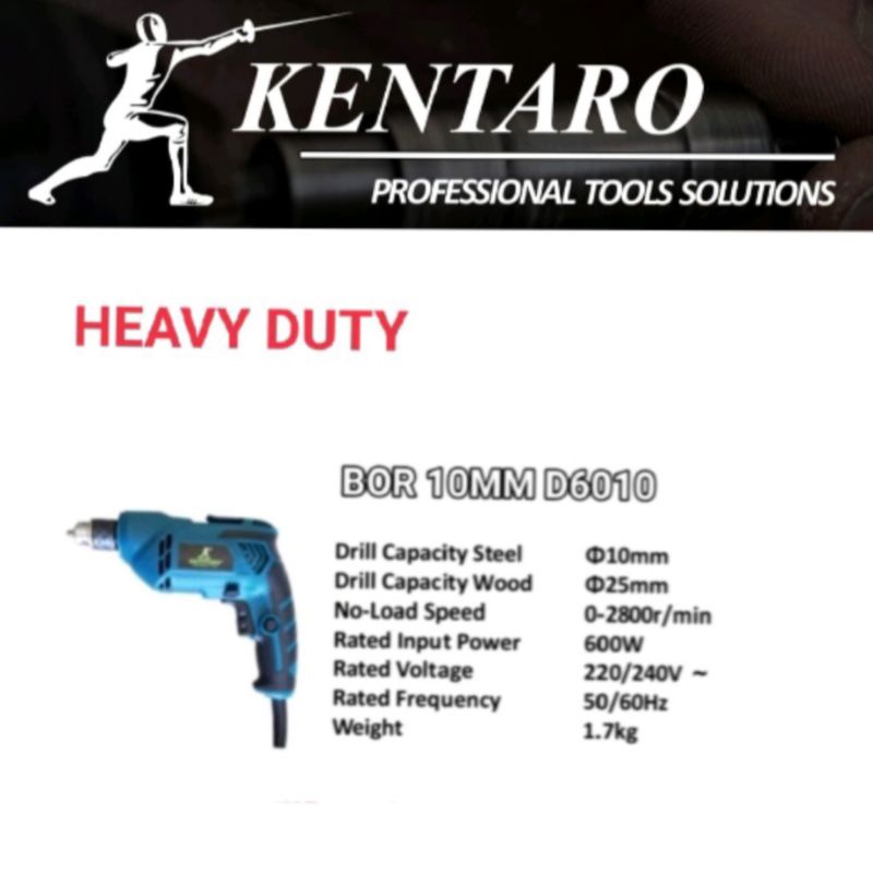 MESIN BOR LISTRIK 10MM D6010 HEAVY DUTY KENTARO JAPAN QUALITY