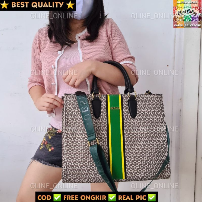 tas ederle shopping bag shopper big jumbo size tote bag shoulder bag carry all on the go stripes logo besar Xl gs gb selempang jinjing top handle crossbody