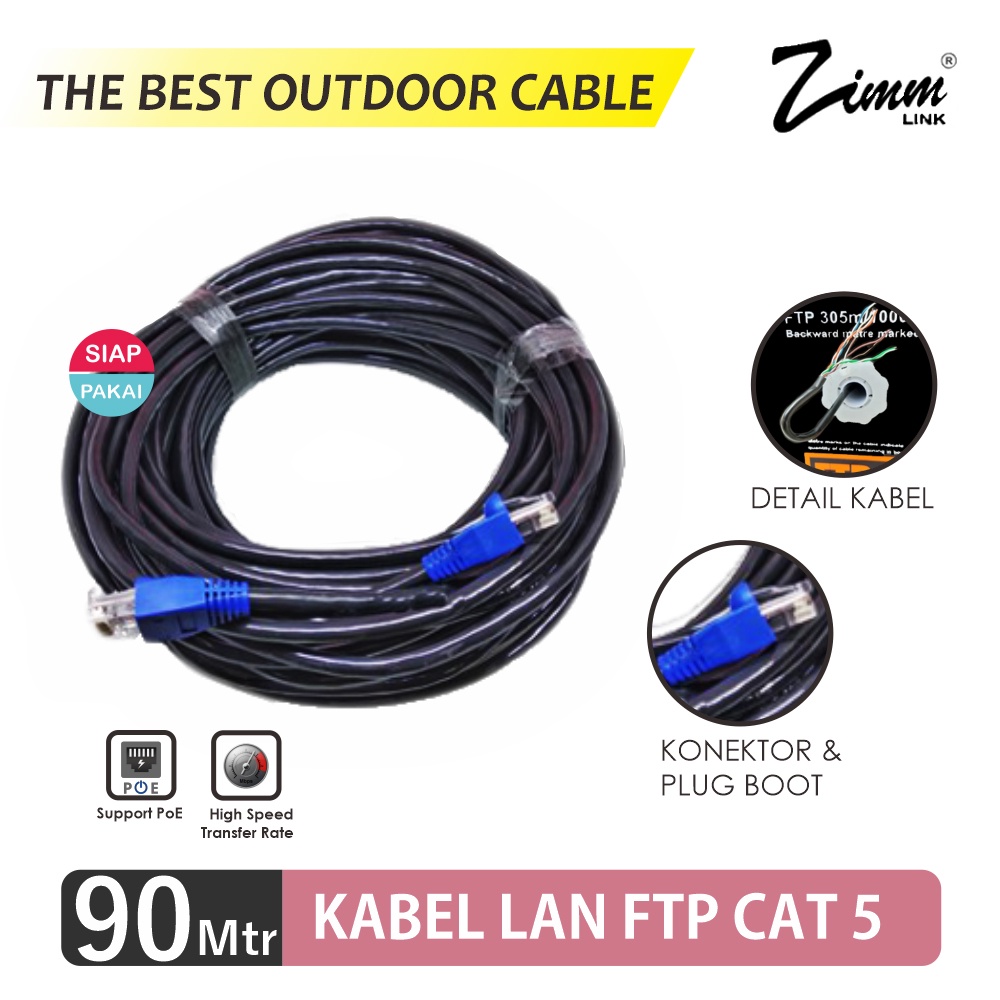 Kabel LAN CAT5e FTP STP Outdoor 90 Meter Siap Pakai Kabel UTP KABEL FTP