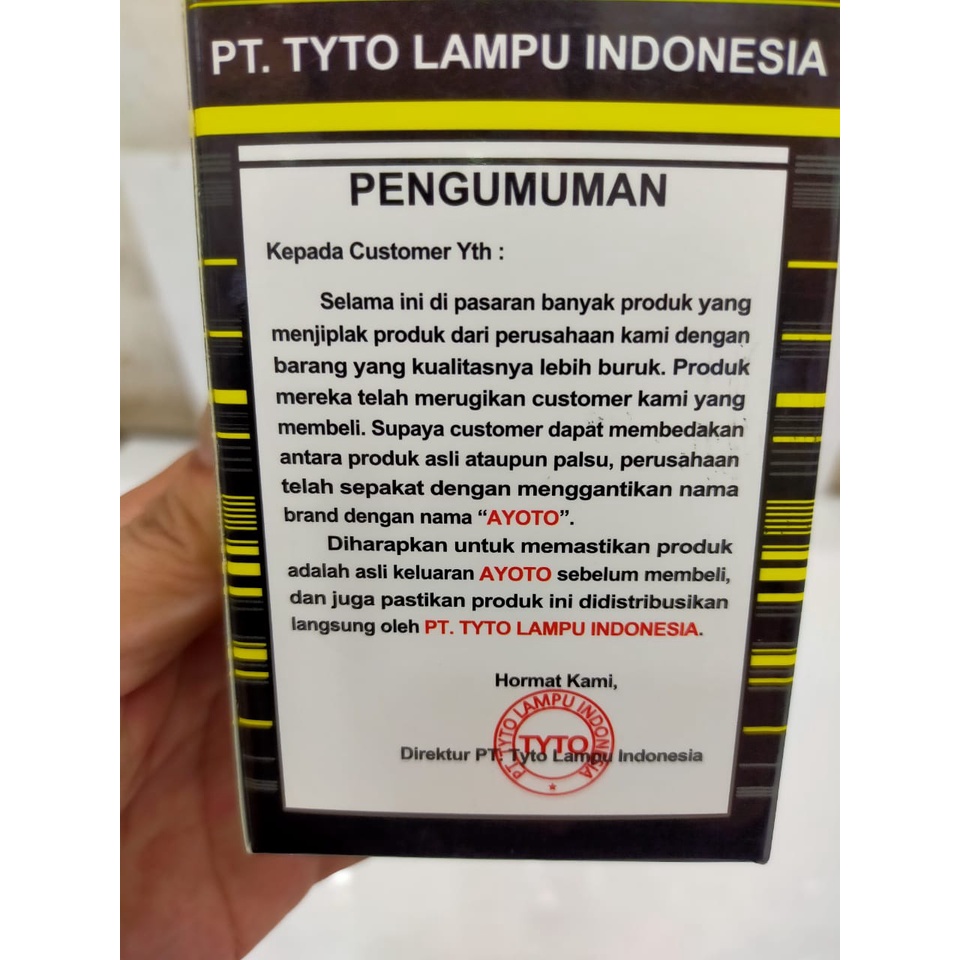 lampu LED AYOTO soket H6 matic bebek Hi Lo 16 w 2 mata AC DC AYOTO M2A 100% Original PT.TYTO