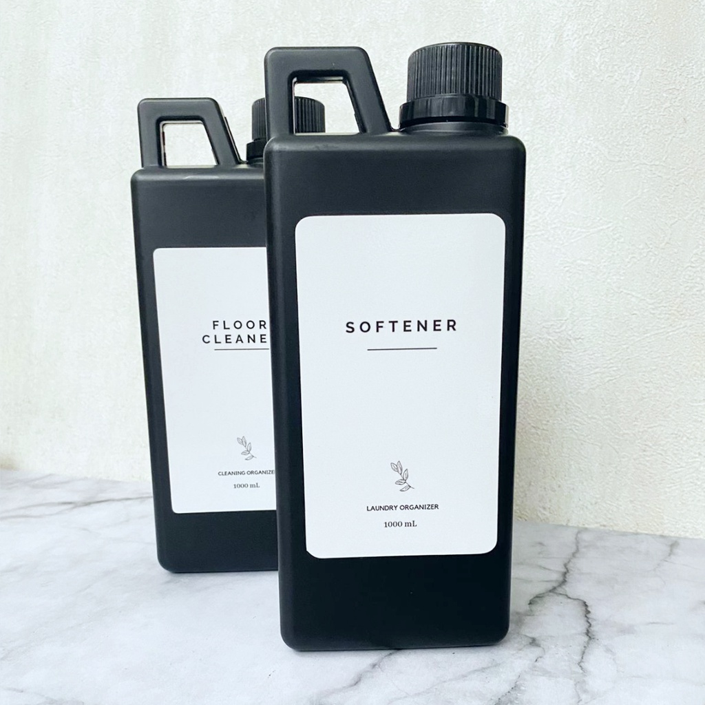 Refill Botol Sabun Jerigen Hitam Jerrycan Laundry Minimalis 1 Liter - Stiker Hanya Tulisan